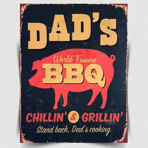 DAD'S BBQ METAL SIGN WALL PLAQUE Garden Retro Vintage style print