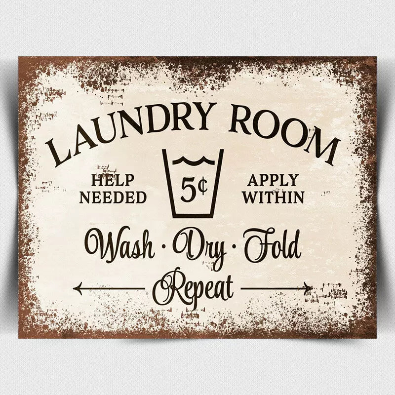 METAL SIGN PLAQUE Laundry Room Washing clothes laundrette Humorous print