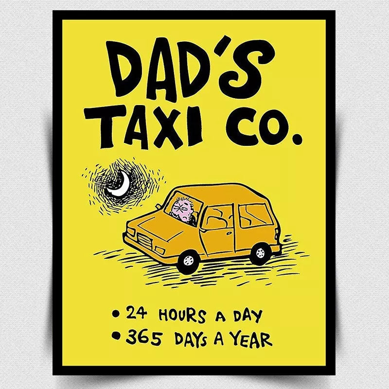 DAD'S TAXI CO. SIGN METAL WALL PLAQUE funny humorous Retro Print Poster