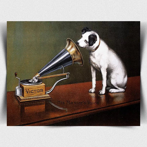 METAL SIGN WALL PLAQUE His Master's Voice HMV Gramophone Dog Victor