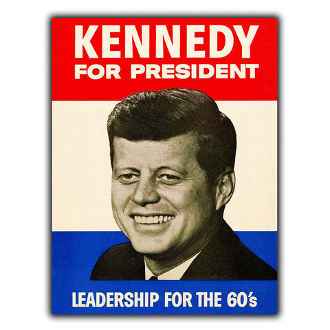 John F. KENNEDY FOR PRESIDENT SIGN METAL PLAQUE presidential campaign print