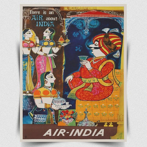 Air India Indian print Vintage Retro Travel Advert METAL WALL SIGN PLAQUE poster