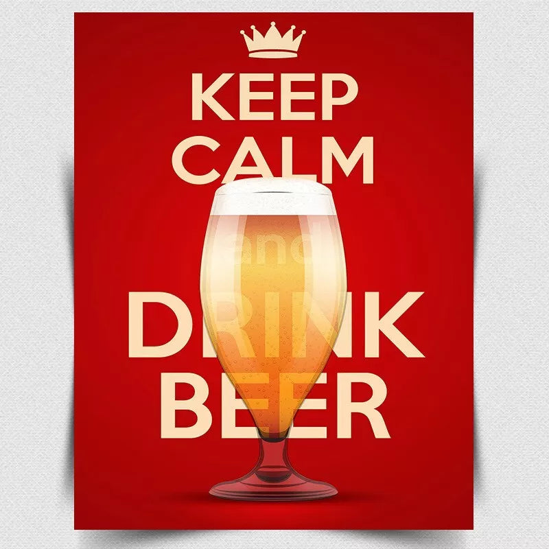 KEEP CALM AND DRINK BEER - METAL SIGN WALL PLAQUE poster picture art print