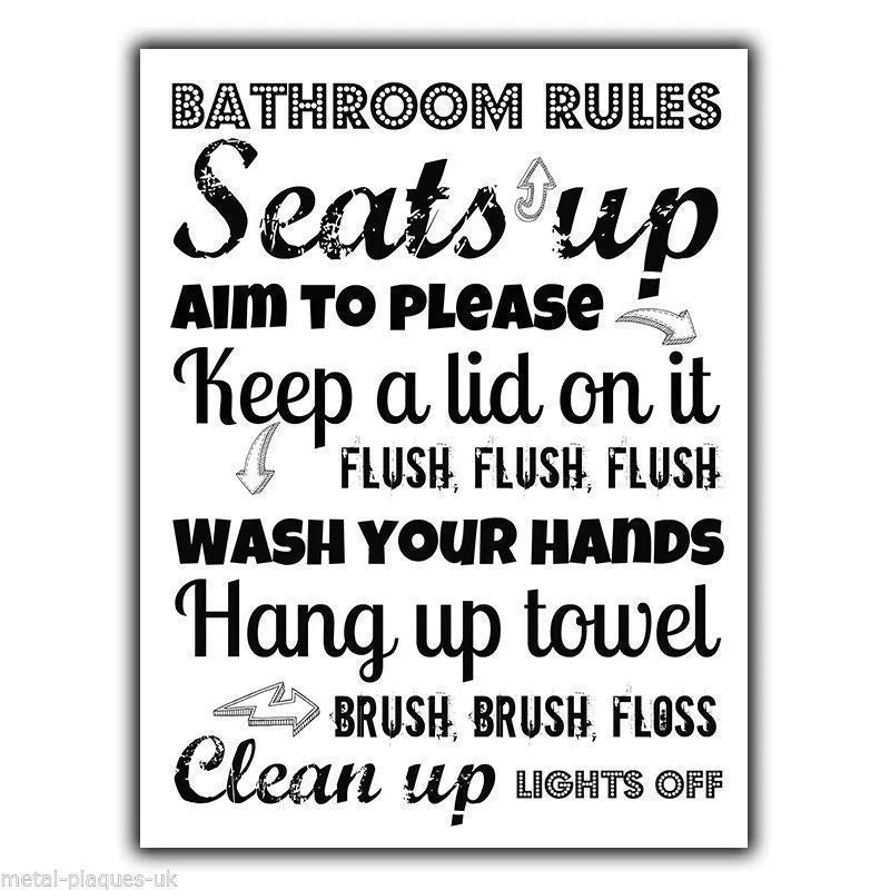 BATHROOM RULES Vintage Retro SIGN METAL PLAQUE humorous poster print