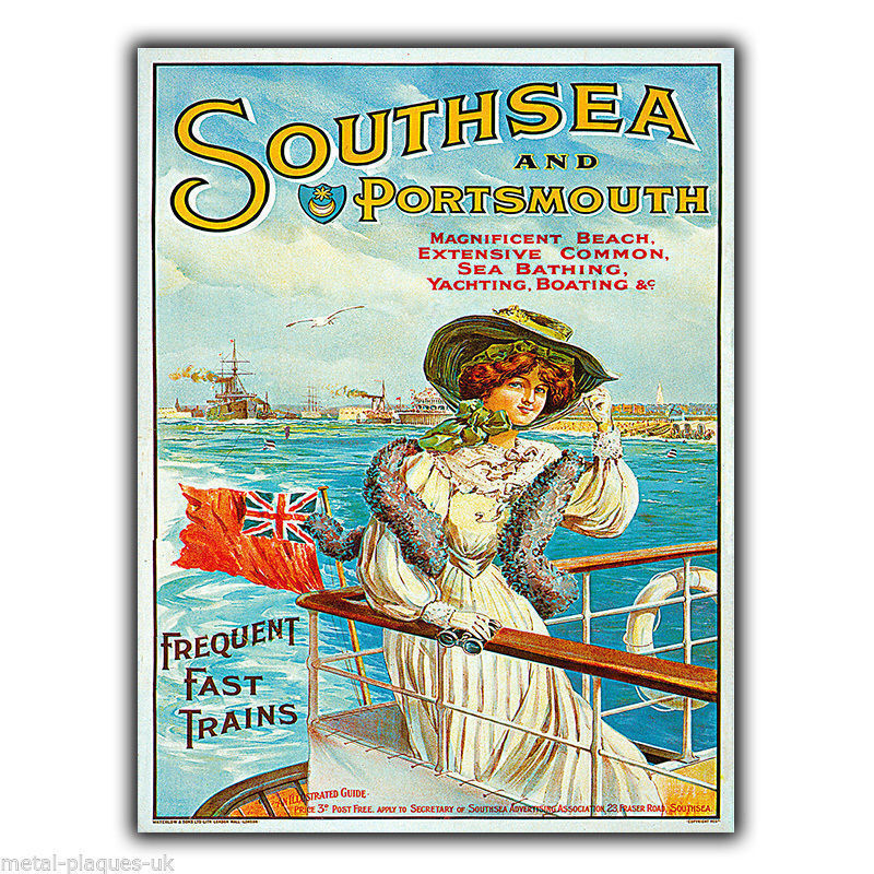 SOUTHSEA & PORTSMOUTH Vintage Retro Travel Advert METAL WALL SIGN PLAQUE poster