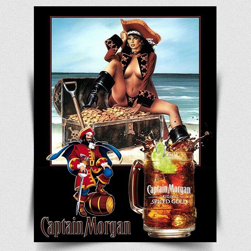 Captain Morgan Spiced Rum Retro metal Aluminium Wall Sign vintage man cave Bar