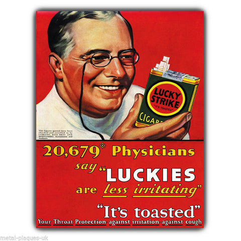 LUCKY STRIKE CIGARETTES METAL WALL SIGN PLAQUE vintage advert poster print print