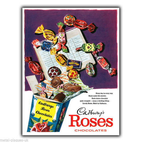 CADBURY CADBURY'S ROSES Vintage Retro Advert METAL WALL SIGN PLAQUE poster print