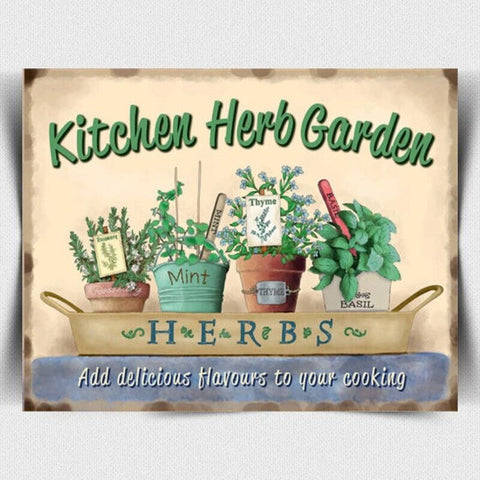 KITCHEN HERB GARDEN SIGN METAL PLAQUE PRINT Retro Vintage poster