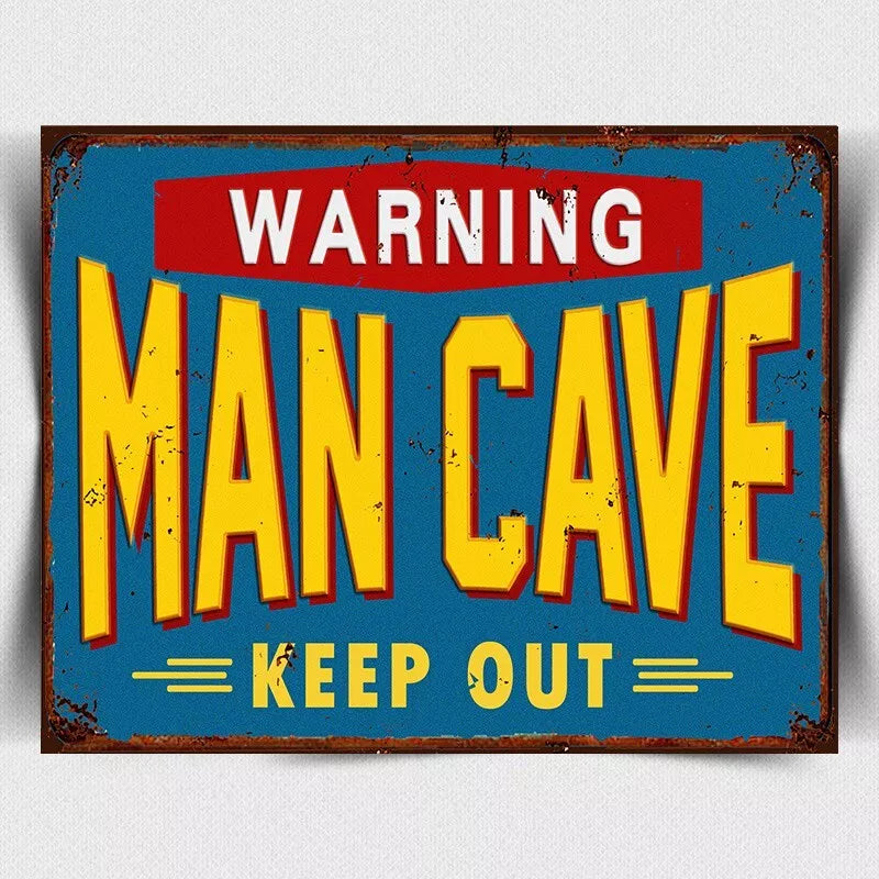 RETRO VINTAGE STYLE METAL WALL SIGN PLAQUE MAN CAVE KEEP OUT GARAGE SHED GIFT