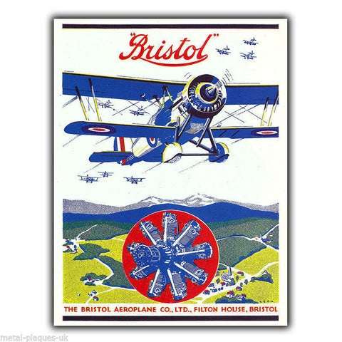 Bristol Aeroplane Company - Vintage Retro Advert METAL WALL SIGN PLAQUE poster