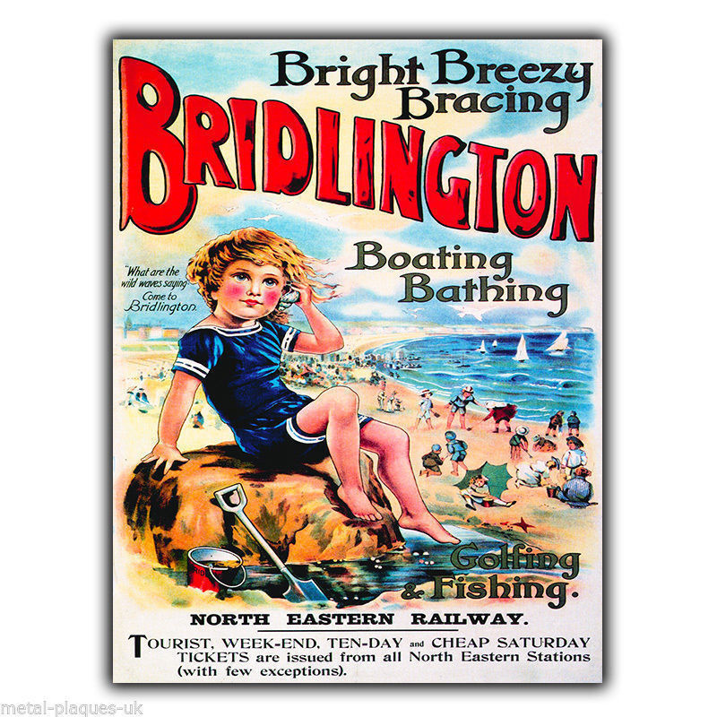 BRIDLINGTON Vintage Retro Travel Advert METAL WALL SIGN PLAQUE poster print