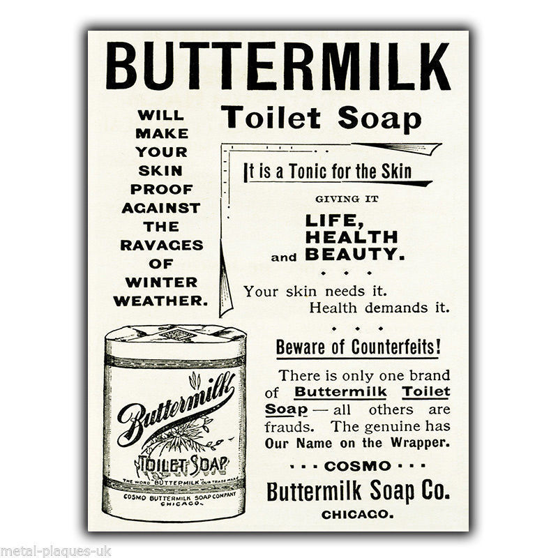 BUTTERMILK TOILET SOAP Vintage Advert METAL WALL SIGN PLAQUE poster print