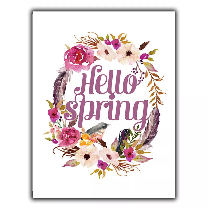 HELLO SPRING flowers METAL Wall Sign Plaque poster art inspirational home decor