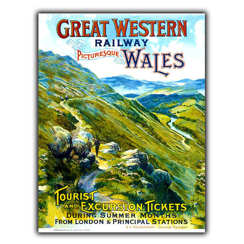 METAL WALL SIGN PLAQUE - GREAT WESTERN RAILWAY WALES TRAIN Advert print