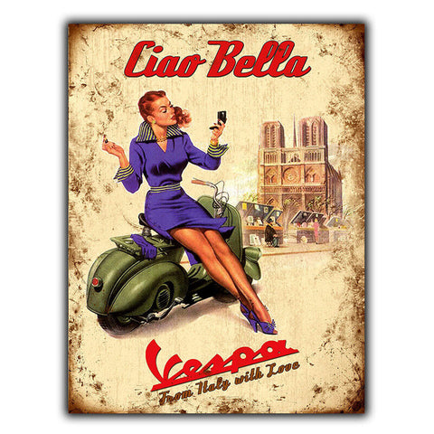 VESPA Bikes Italian Vintage Retro Old Advert METAL WALL SIGN PLAQUE GIFT bar