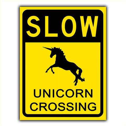 SLOW UNICORN CROSSING METAL SIGN WALL PLAQUE notice print kids Funny Gift