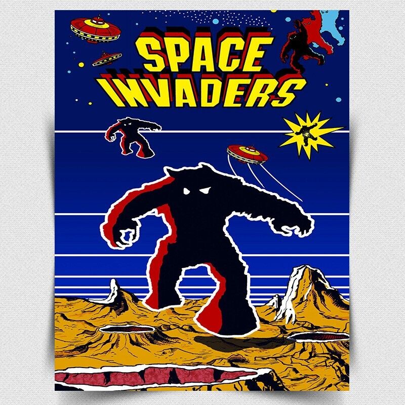 SPACE INVADERS ARCADE SIGN METAL WALL PLAQUE retro poster - A3 420 x 297 mm