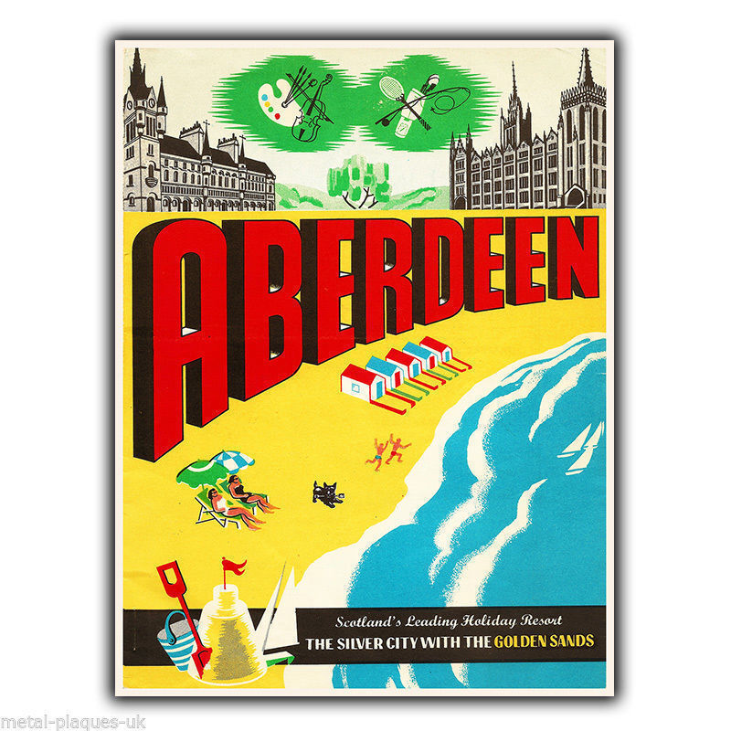 ABERDEEN SCOTLAND Vintage Travel Advert METAL WALL SIGN PLAQUE poster print