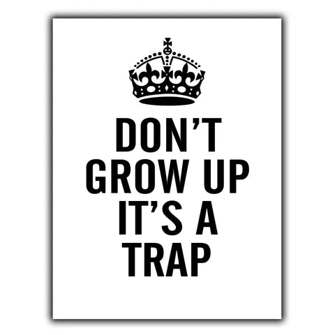 DON'T GROW UP IT'S A TRAP Keep Calm METAL WALL PLAQUE humorous quote