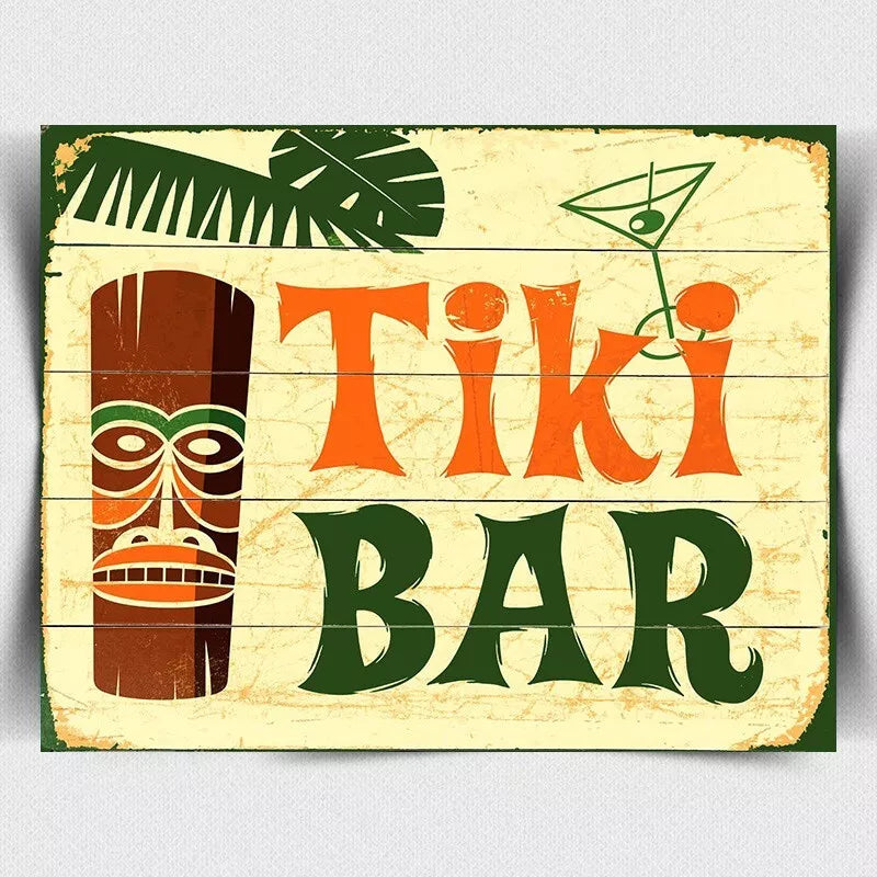 Tiki Bar Retro Metal Aluminium Sign vintage Pub Bar Kitchen Man Cave