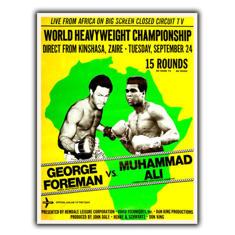 SIGN METAL WALL PLAQUE Muhammad Ali vs. George Foreman Vintage poster print