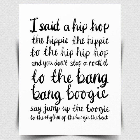 METAL PLAQUE Rappers Delight Print Sugarhill Gang 70s Print Rap Lyrics Print