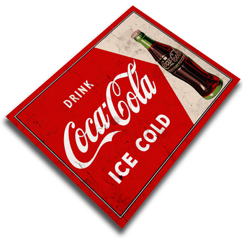 Coke SIGN METAL WALL PLAQUE Coca Cola Ice Cold Retro poster Advert A3 420x297mm