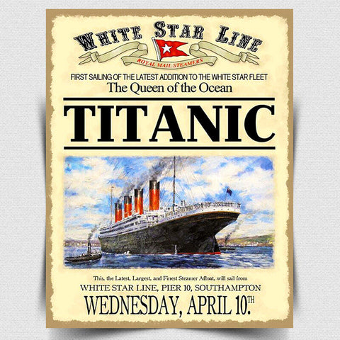 Titanic Vintage Style Sign Metal Plaque Sign Shiping Advertising Poster Wall