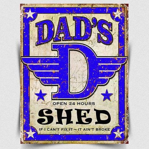 Dad's Shed Retro metal Sign vintage man cave print wall hanging gift