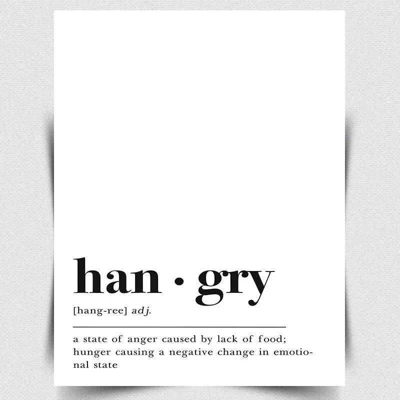 Hangry definition WALL SIGN METAL WALL PRINT PLAQUE funny kitchen quote