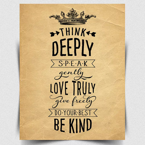 KEEP CALM THINK DEEPLY BE KIND wise inspiration words quote METAL SIGN PLAQUE