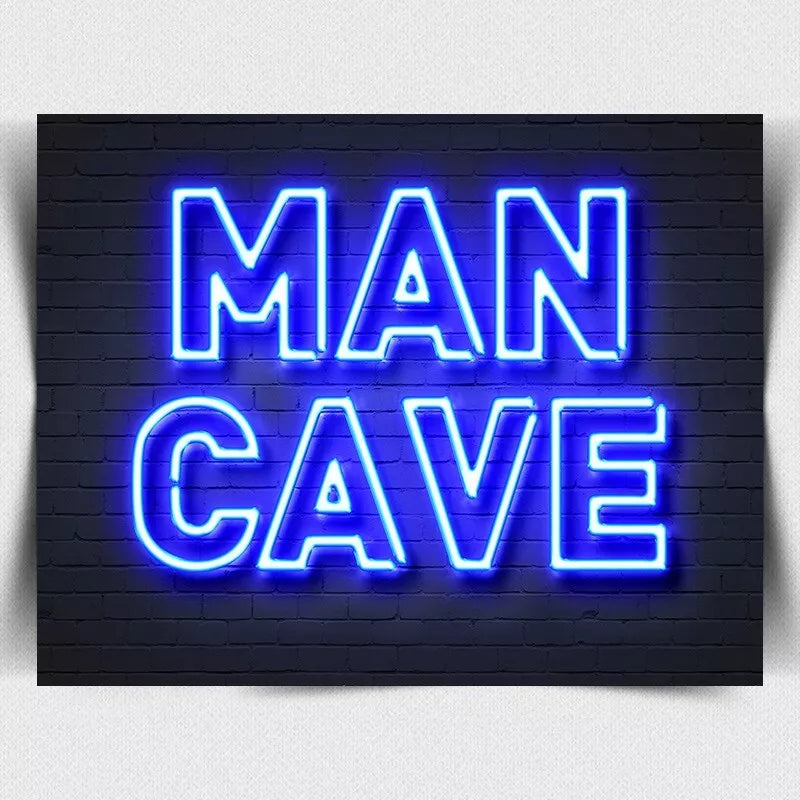 NEON STYLE MAN CAVE RETRO METAL WALL SIGN PLAQUE GARAGE SHED GIFT DOOR SIGN