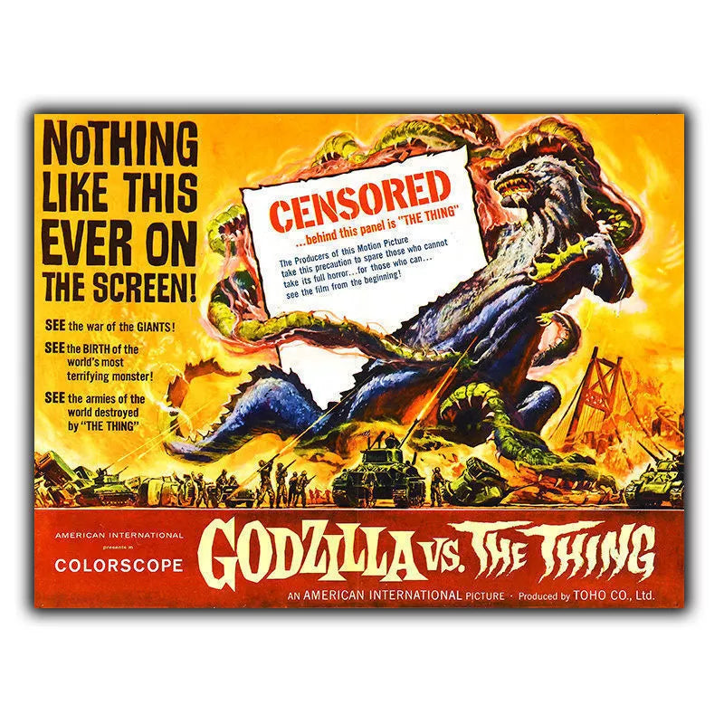 GODZILLA VS. THE THING SIGN METAL PLAQUE Retro Film Movie Advert poster