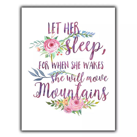 LET HER SLEEP FOR WHEN SHE AWAKES SIGN METAL PLAQUE Inspirational quote