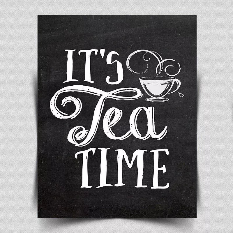 IT'S TEA TIME SIGN METAL PLAQUE WALL HANGING Inspirational quote art vintage