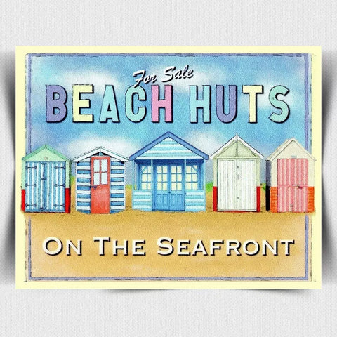 For Sale Beach Huts on the Seafront Retro metal Sign Plaque Wall vintage Gift